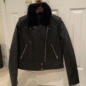 Marc New York Leather Moto Jacket with Faux Fur